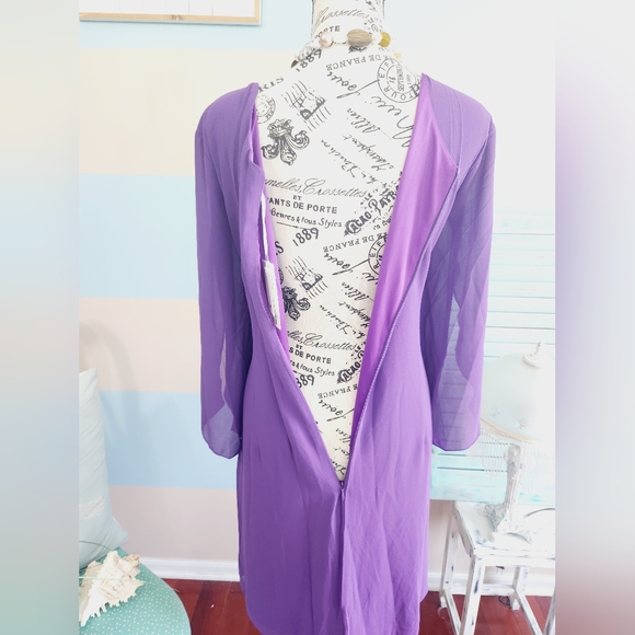 NWT Grace Karin Plus Size Purple Chiffon Dress - Picture 6 of 8